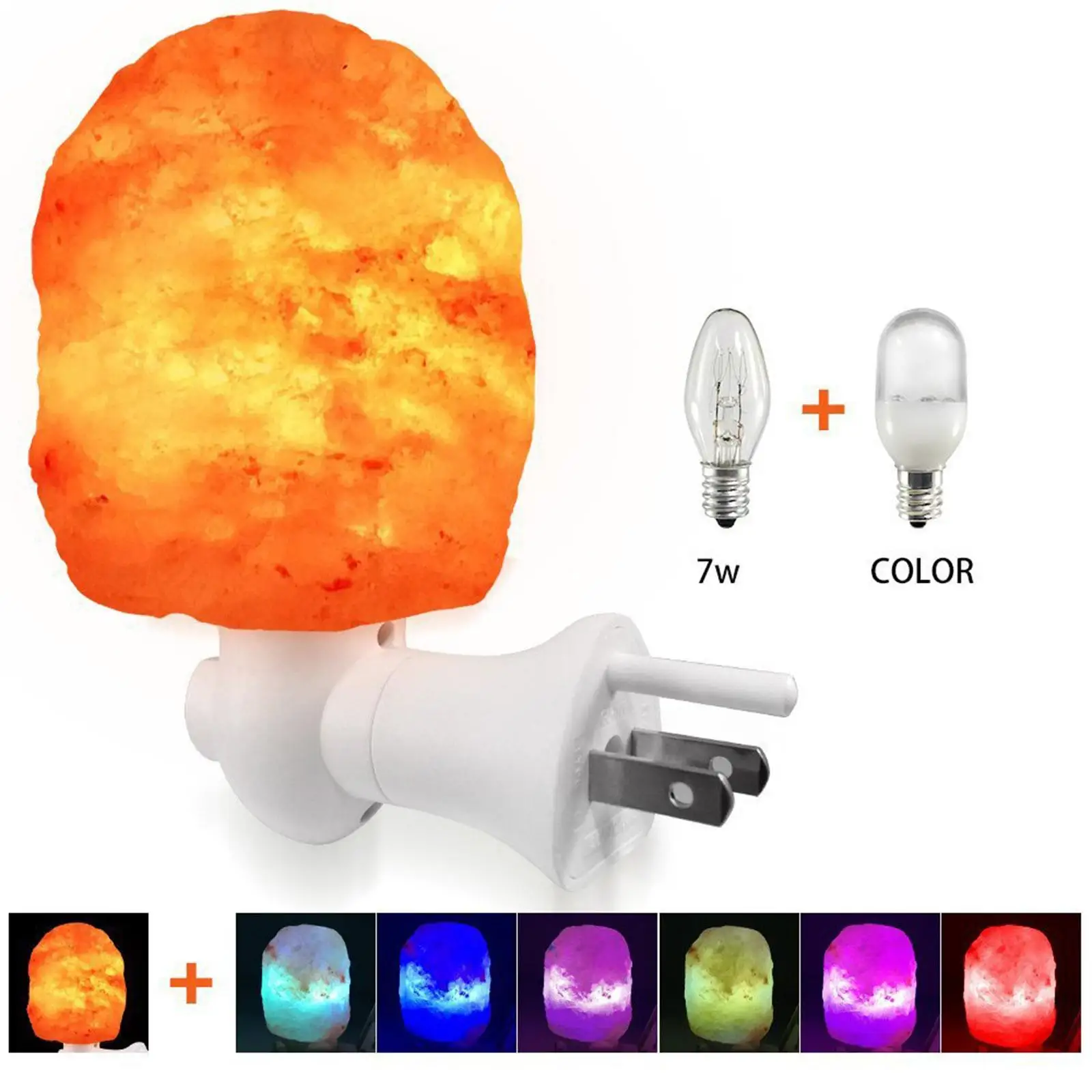 

Himalayan Salt Lamp with 7 Color Chaning - All Natural Handcrafted Plug in Wall