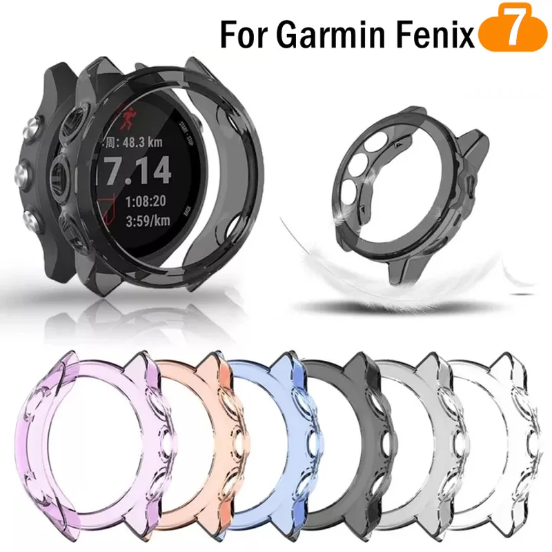 

Чехол из ТПУ для Garmin Fenix 7, прозрачный чехол, противоударный чехол, защитная рамка для Garmin Fenix7, аксессуары для умных часов