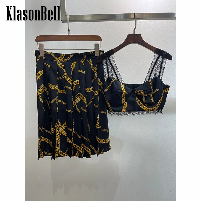 3 5 KlasonBell кружевной топ на бретельках с принтом или рубашка длинным рукавом со