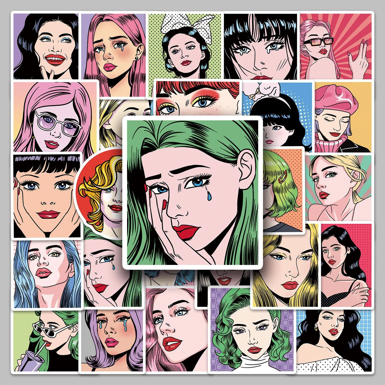 

10/50/100pcs Vintage Art Pop Style Girl Stickers Decals DIY Skateboard Phone Car Wall Waterproof Party Sticker Kids Toy
