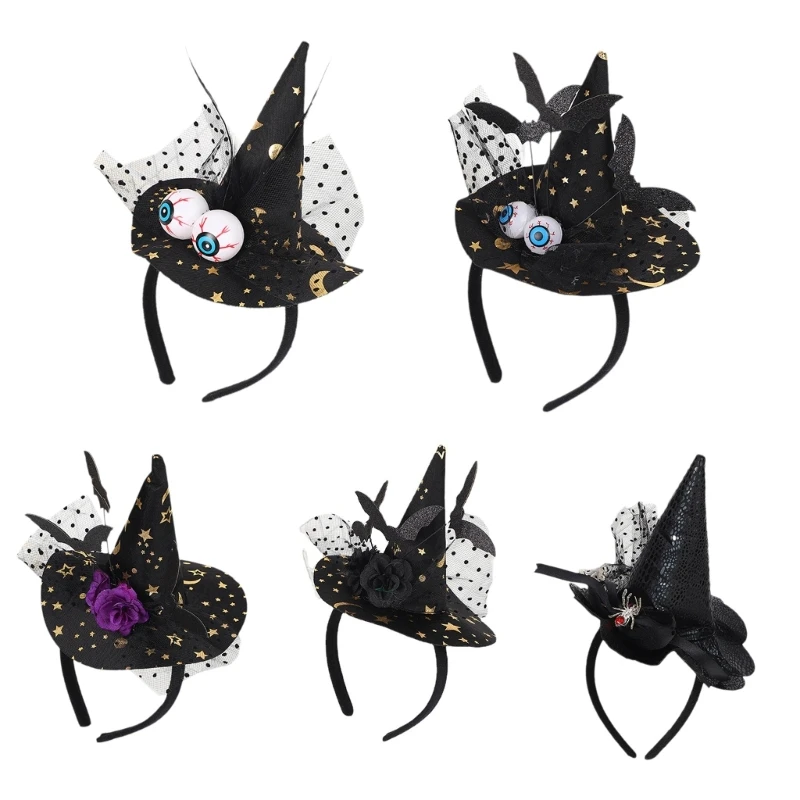 

Halloween Witch Hat Headband Cosplay Headpiece Party Props Adult Head Accessory M6CD
