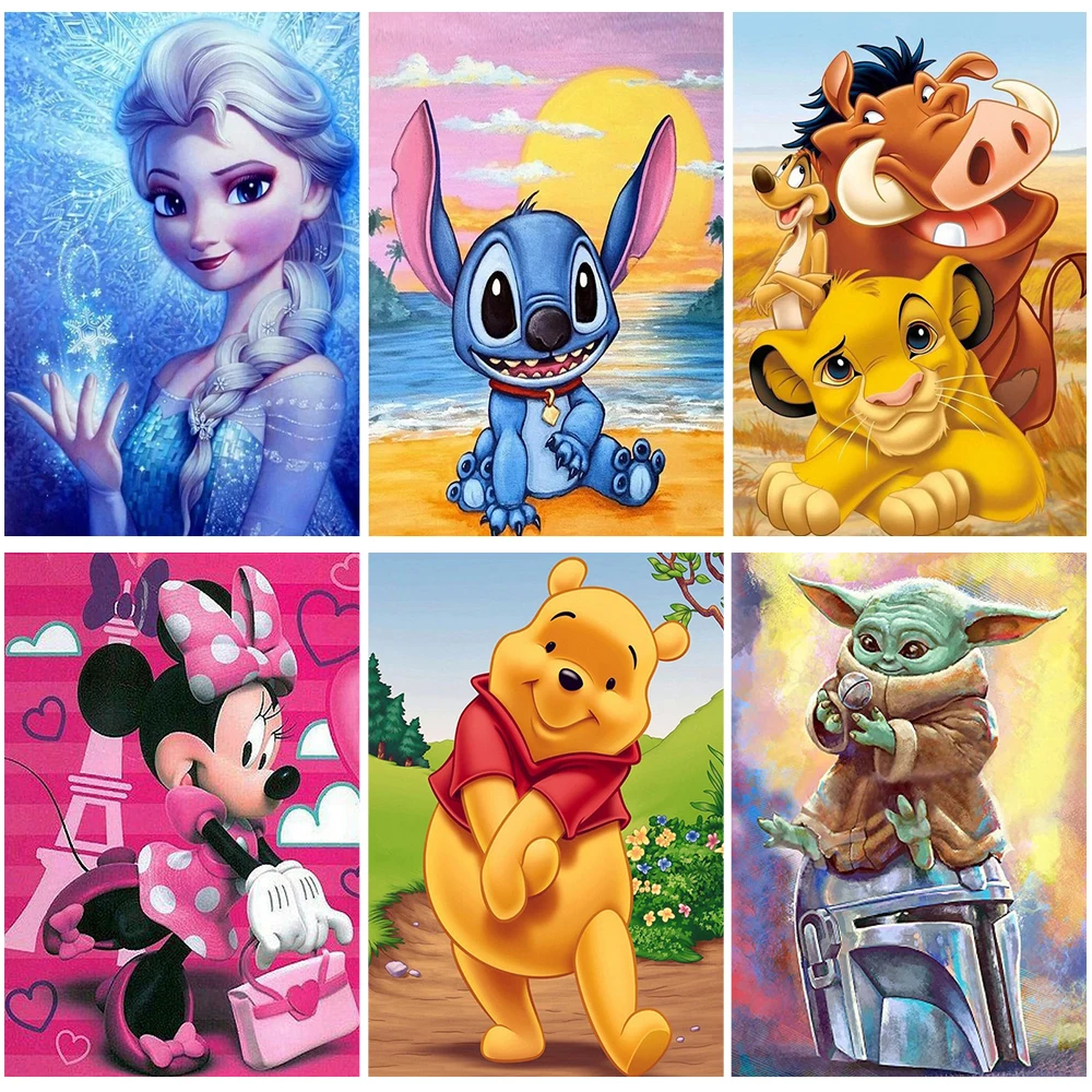 

Disney 5D Diamond Painting Cartoon Mickey Mouse Lilo Stitch Yoda Diamond Mosaic Embroidery DIY Picture Rhinestones Home Decor