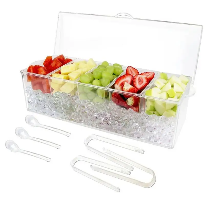 

Chilled Condiment Server Detachable 5 Compartment Condiment Tray Bar Condiment Tray Garnish Tray For Bar Bar Fruit Caddy Chilled