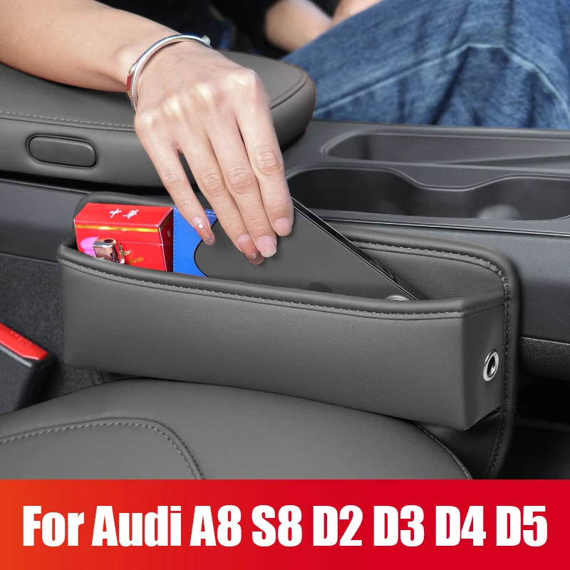 

For Audi A8 S8 D2 D3 D4 D5 4E 4H 4N Car Console Side Seat Gap Front Seat Storage Box Pocket Organizer Holder Leather Accessories