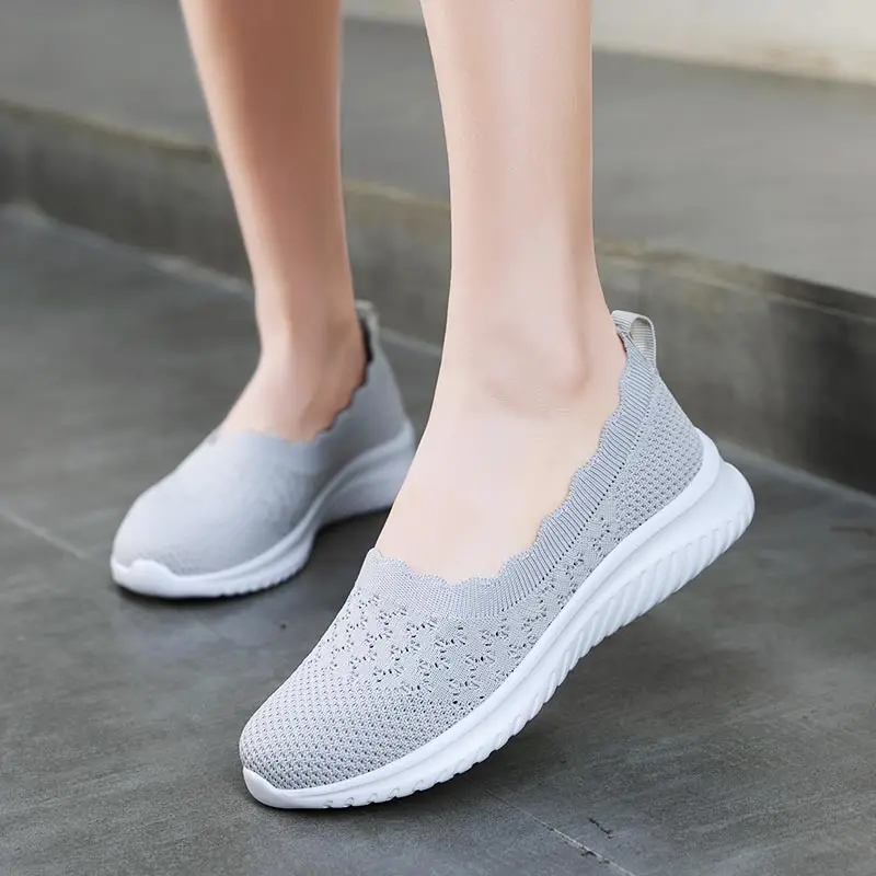 

Вязаные женские теннисные туфли, спортивные эспадрильи для бега, оптовая продажа, мягкая детская обувь, Летние мокасины, легкие кроссовки