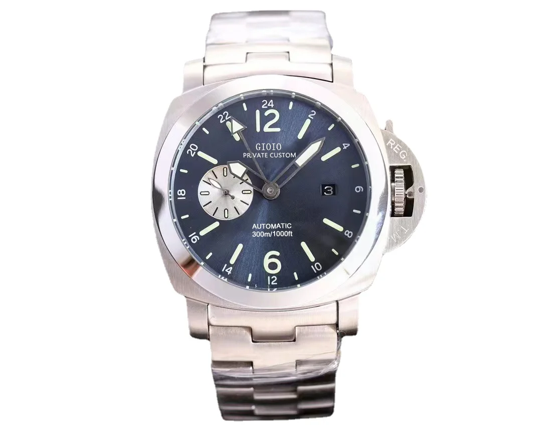 

44mm High Quality Mens Mechanical Automatic Watch Silver Black GMT Stainless Steel Advanced Luminous