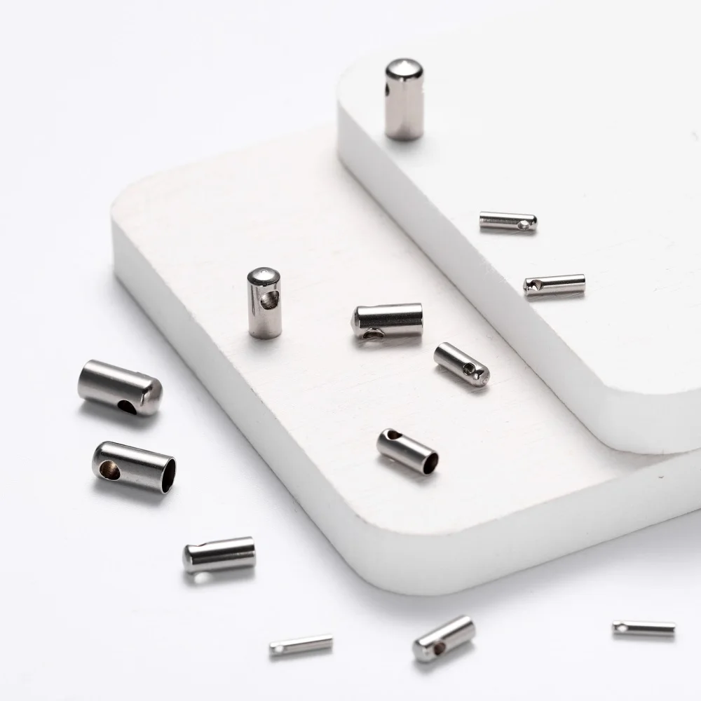 

10Pcs/Lot Stainless Steel Leather Cord Clasp Gold Crimp Tip End Caps Connectors For DIY Necklace Bracelet Jewelry Making Supplie