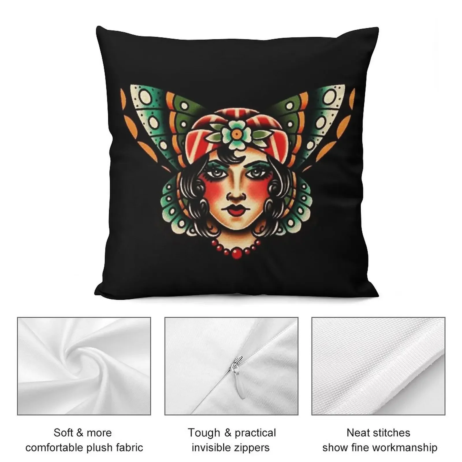 Традиционная бабочка цыганская леди татуировка подушка чехол для подушки