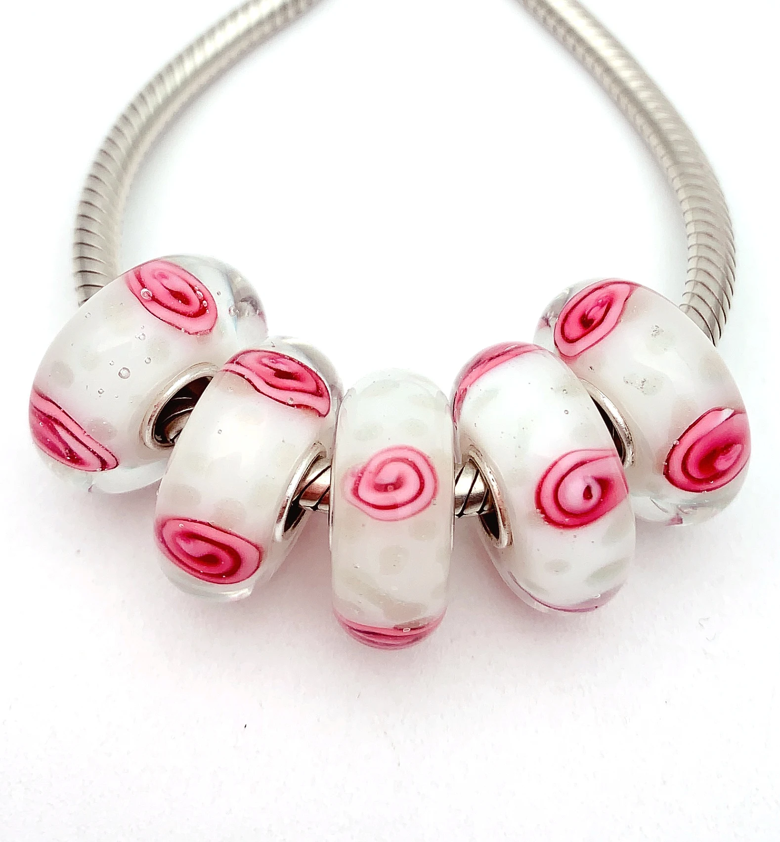

YG512 5X 100% Authenticity S925 Sterling Silver Beads Murano Glassbeads NEW Fit European Charms Bracelet Diy Jewelry Lampwork