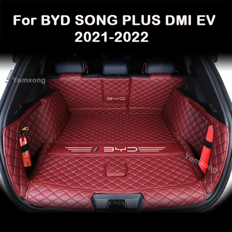 

For BYD SONG PLUS DMI EV 2021 2022 Car Styling PU Leather Trunk Protection Mat Catpet Interior Cover Part Pad Auto Accessories