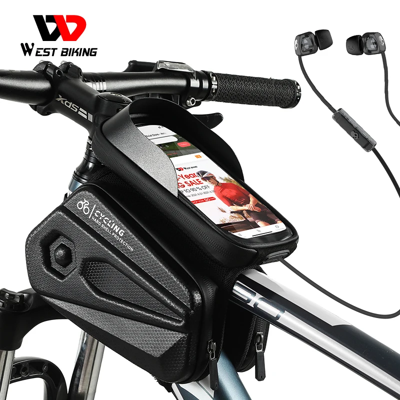 west biking bicycle bag front frame mtb bike bag cycling accessories high quality waterproof touch screen top tube phone bag free global shipping