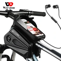 west biking bicycle bag front frame mtb bike bag cycling accessories high quality waterproof touch screen top tube phone bag