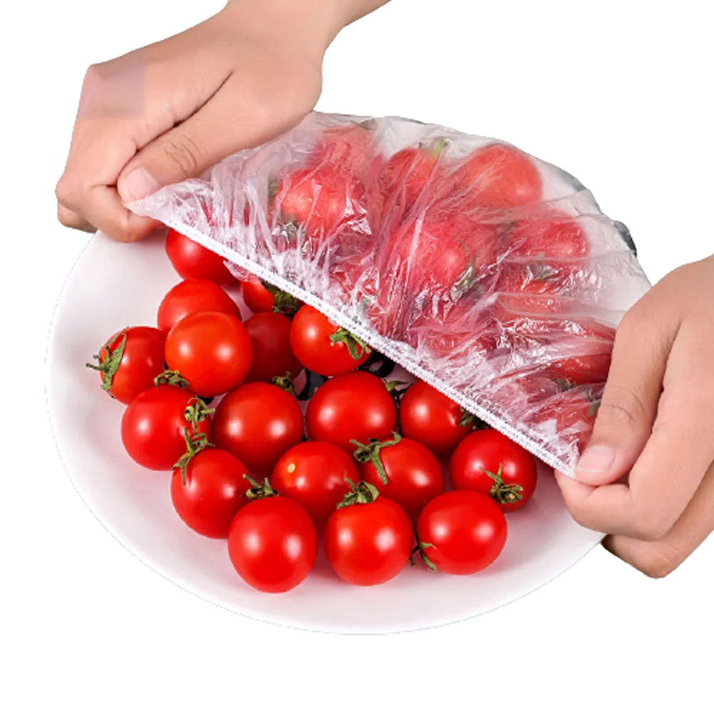 

Food Fresh Keeping Bags Disposable Food Cover Plastic Wrap Elastic Food Lids For Fruit Bowls Cups Caps Kitchen Storage Saver Bag