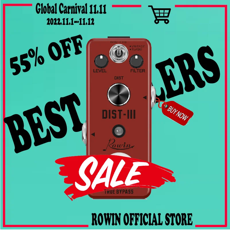 

Rowin LEF-301C Guitar Distortion III Effect Pedal Rat Clone HEAVY - True Bypass Full Metal Case