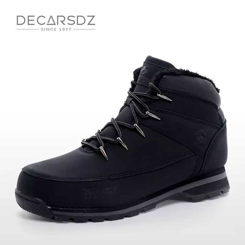 

2022New DECARSDZ Men Boots Durable Outsole 2022 New Outdoor Comfy Walking Men Shoes Short Plush Warm Snow Boots Water Proof Wint