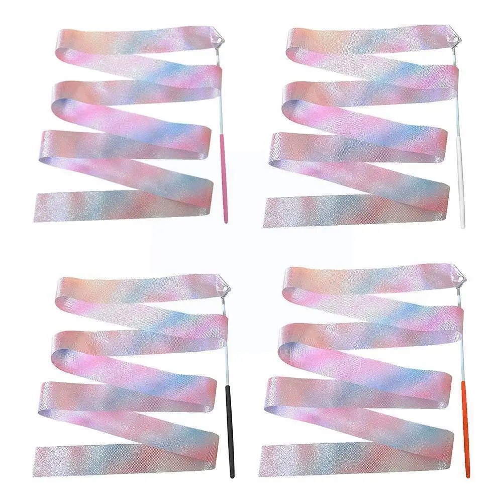 

2m/4m Flashing Children Gymnastic Ribbons Dance Ribbon Gymnastics Rainbow Art Training Ballet Streamer Stick Twirling Rhyth E5k2