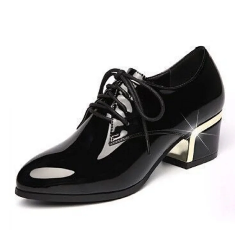 Женская модная черная удобная обувь из лакированной кожи с круглым носком