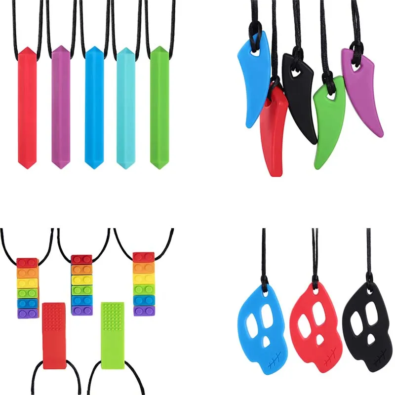 

1PCS Baby Teether Silicone Chew Pendant Sensory Chew Necklace for Teething Autism Biting Chewing Baby Care BPA Free Beads