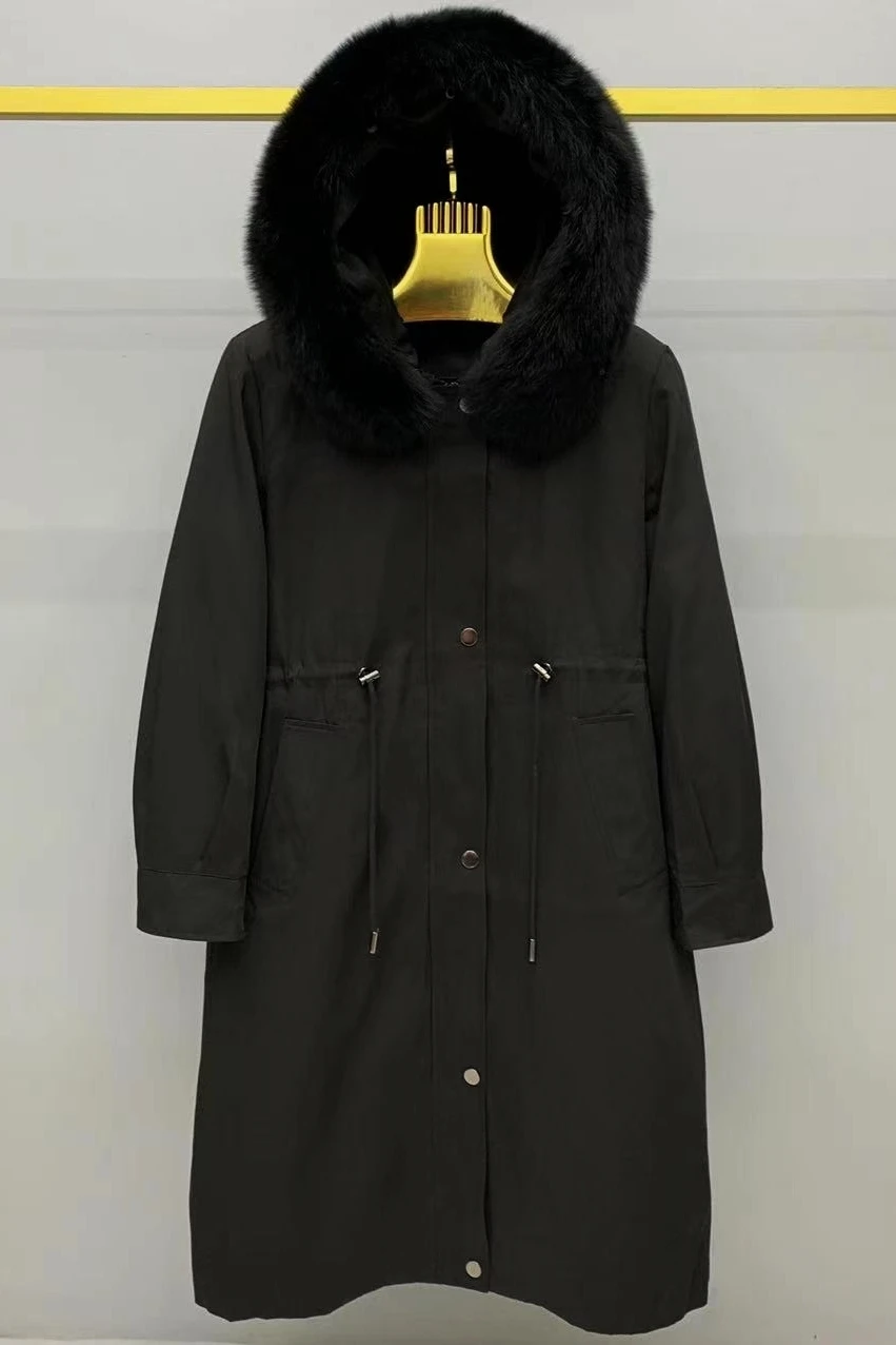 Длинная женская парка новинка 2023 модное зимнее теплое меховое пальто со съемной