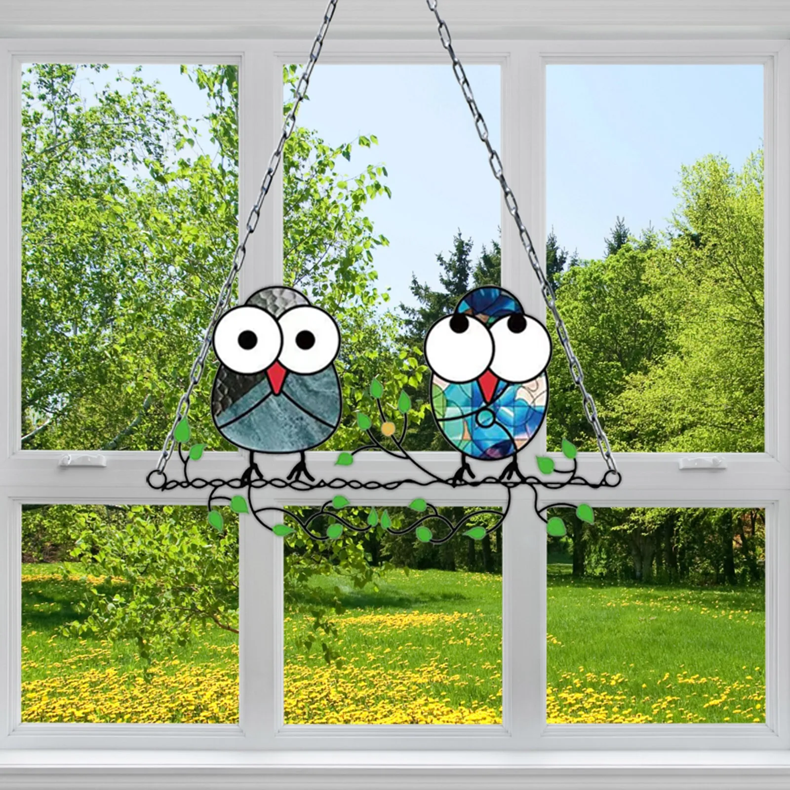 1 шт. Весенняя цветная витражная подвеска в виде птиц Ловец Солнца настенная