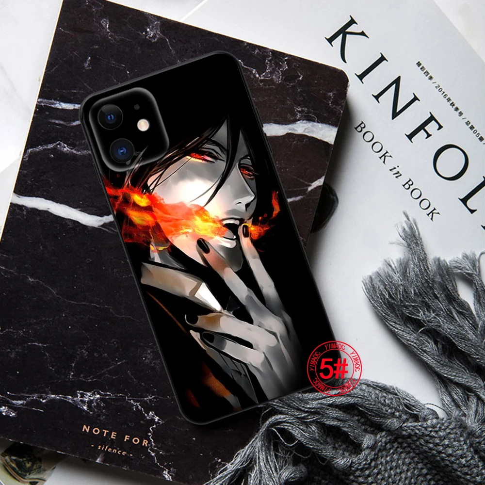 Черный Батлер Kuroshitsuji Мягкий силиконовый чехол для iPhone 15 14 Plus 13 12 11 X XS XR Pro Max Mini 8 7