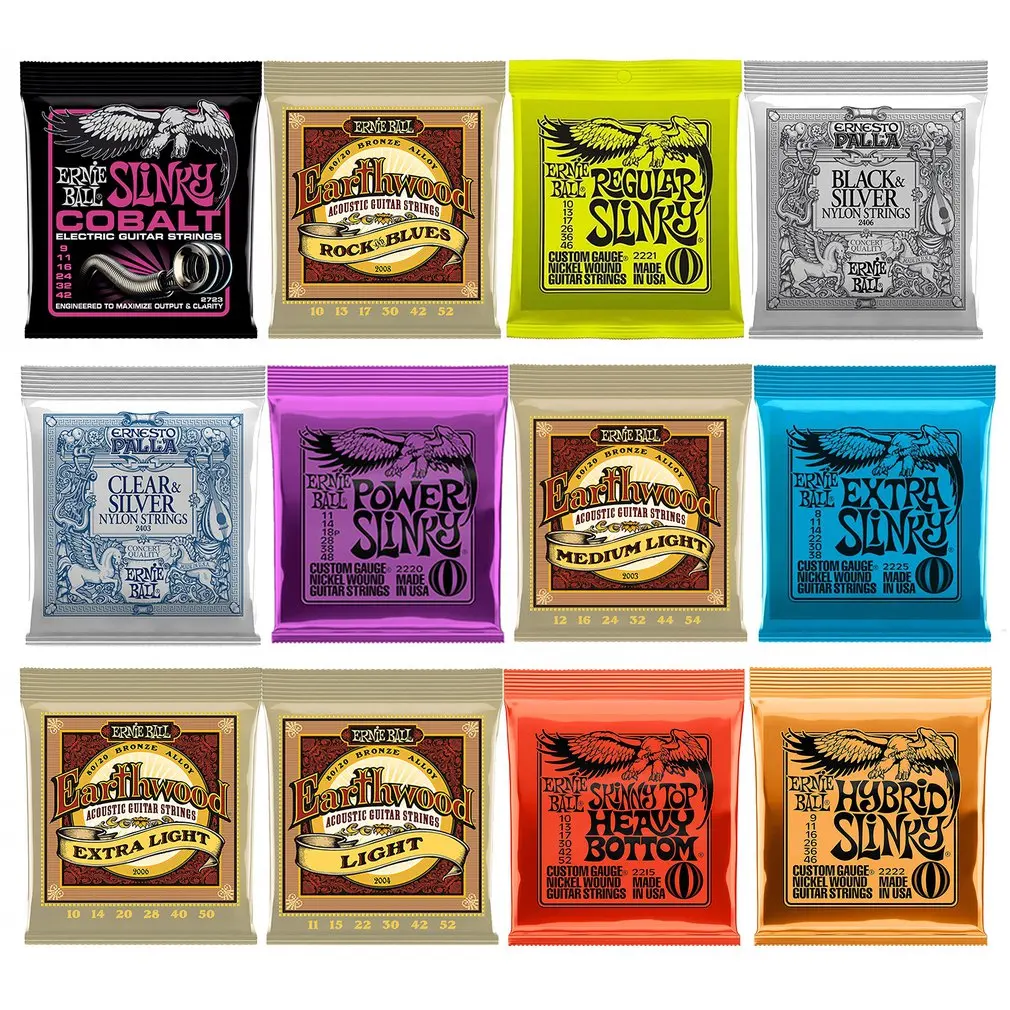 Ernie Ball Electric Guitar Strings Acoustic Strings Set Nickel 2220 2221 2222 2225 Play Real Heavy Metal Rock Guitar Accessory