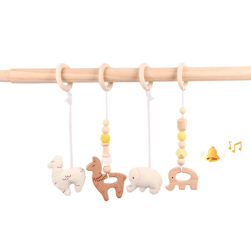 

4PCS Nordic Kids Gym Playing Wooden Beads Hanging Nursery Gym Play Accessories Wood Beads Hanging Decor For Kids Room Decor