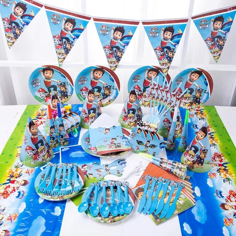 

Paw Patrol Theme Birthday Decorations Kids Paw PaDecor Balloons Backdrop Banner Disposable Tableware Set Supplies Boy Girl Gifts