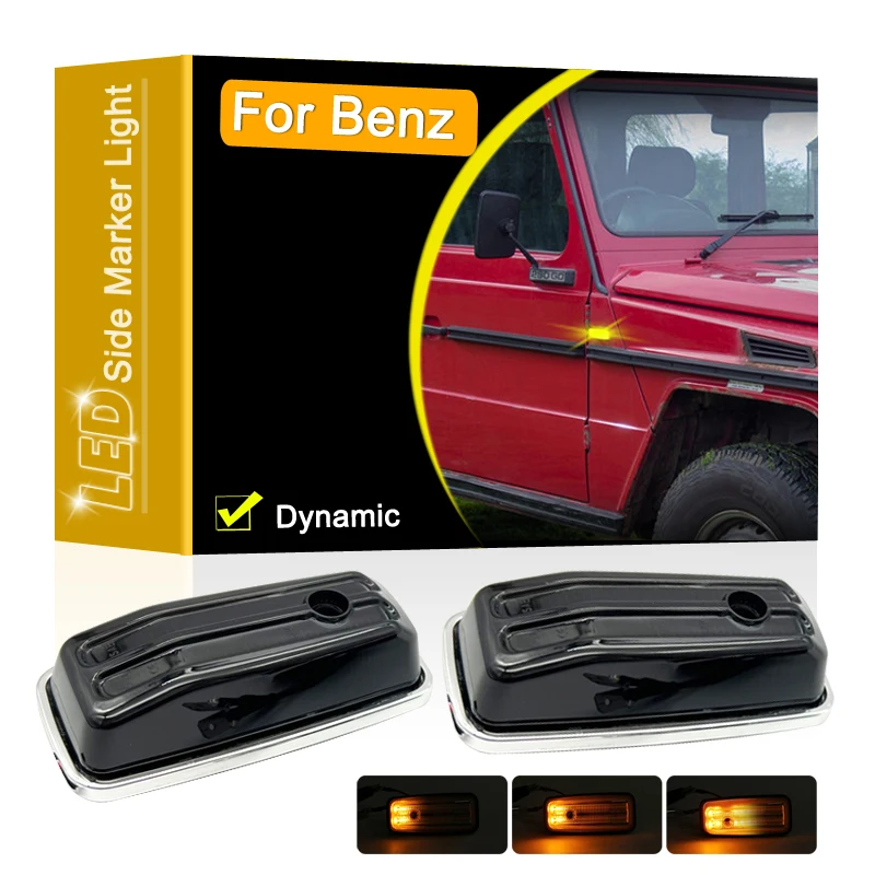 

Smoked Lens LED Side Fender Marker Lamp Flowing Turn Signal Light For Mercedes Benz W461/W463 G500 G550 G55 G63 G65 1986-2002