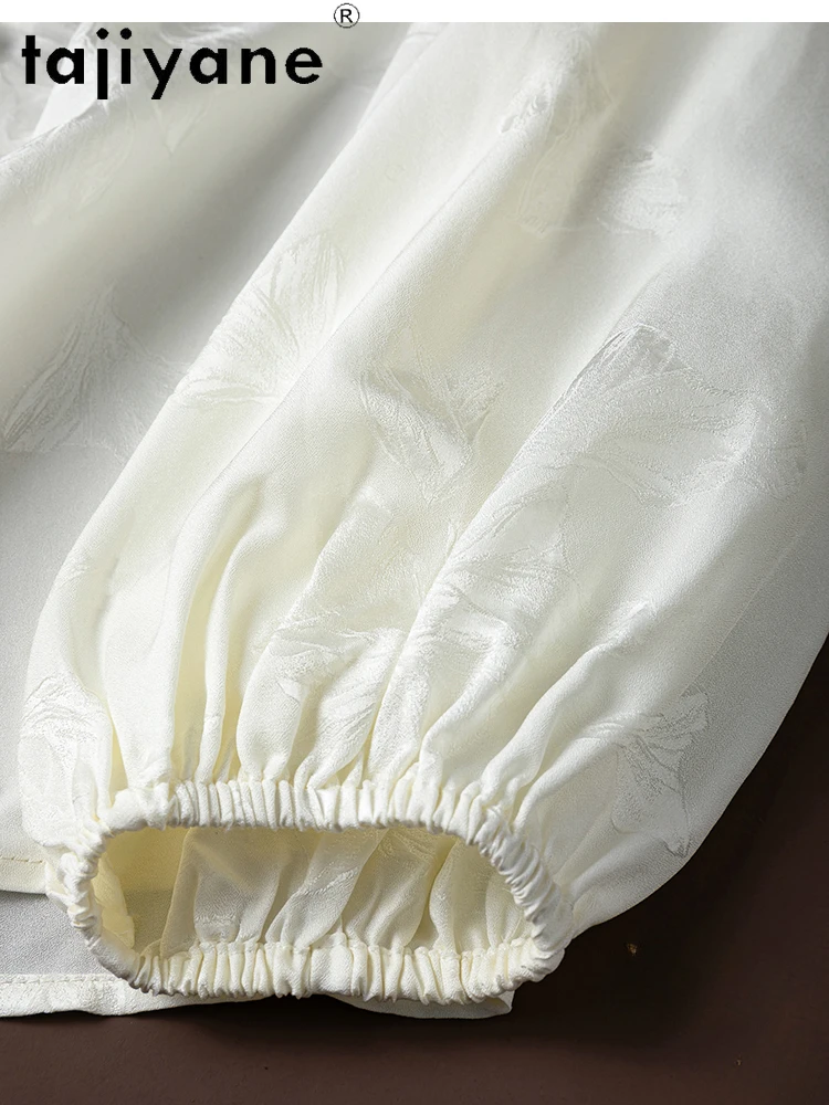 TAJIYANE 100% шелковая блузка женская элегантная белая рубашка с длинными рукавами