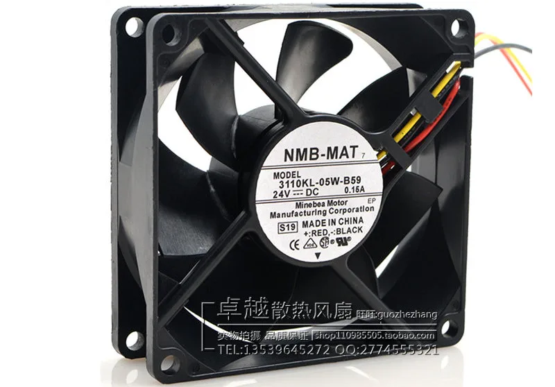

Original new 100% working 3110KL-05W-B59 8cm 8025 24V 0.15A 3 Wire Dual Ball Bearing Inverter Cooling Fan