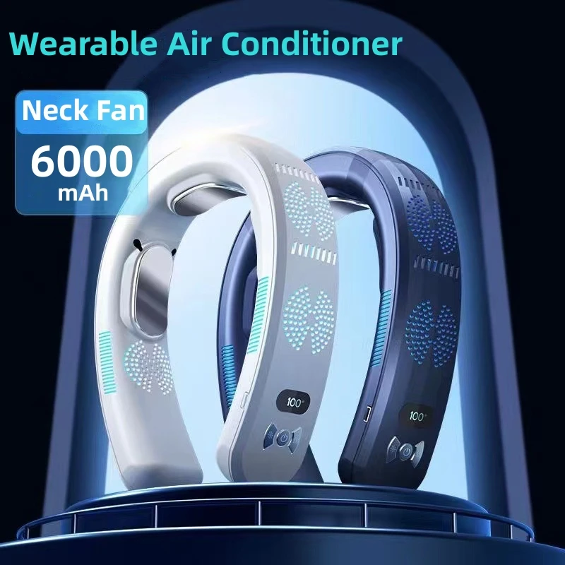 Portable Mini Neck Fan Portable Bladeless Fan USB Rechargeable Leafless Hanging Fans Air Cooler Cooling Wearable Neckband Fans