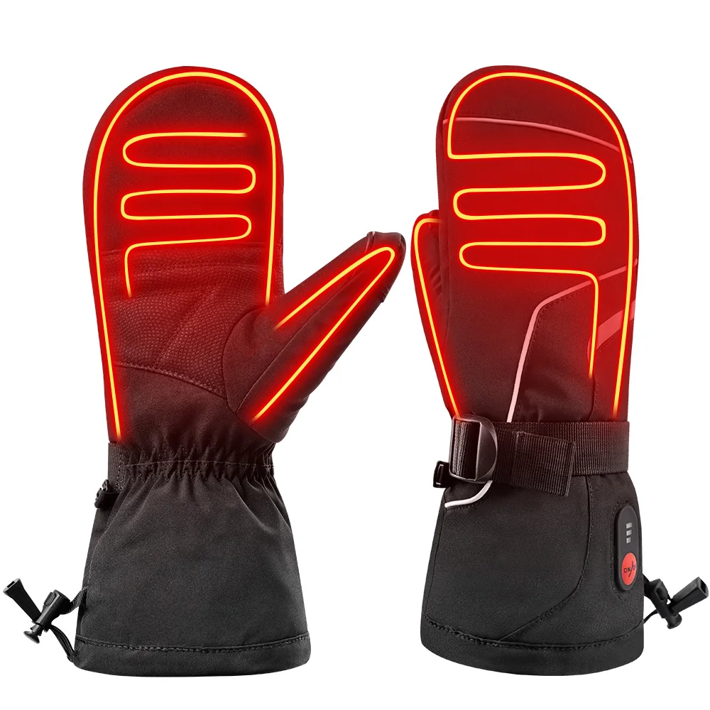 SNOW DEER-guante térmico de invierno para hombre y mujer, guantes de esquí eléctricos recargables, resistentes al agua, con pantalla táctil