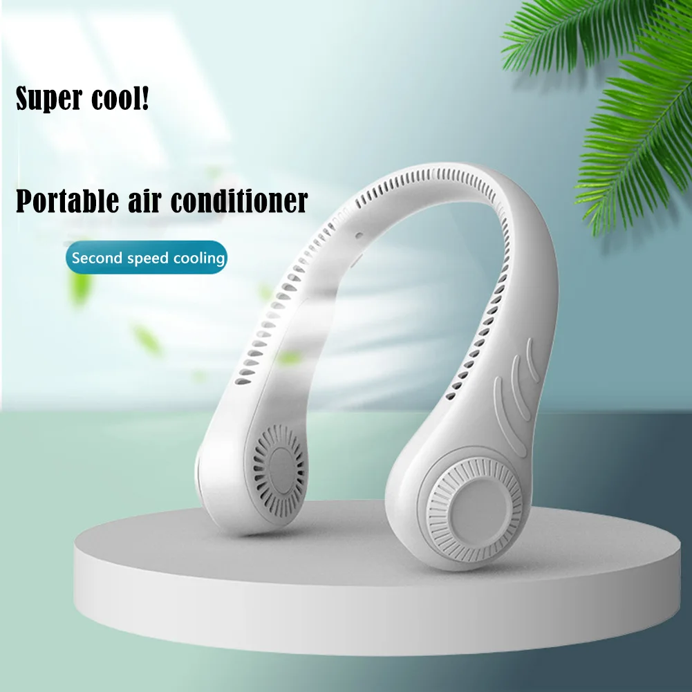 

Mini Hanging Neck Fan Portable Bladeless Rechargeable Mute Cooling Wearable Neckband Leafless Fan 3-Speed Adjustable for Outdoor