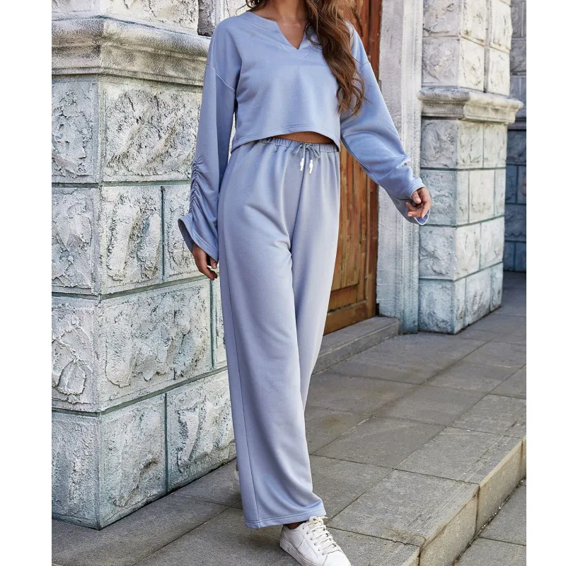 

2022 Woman Clothing Pullover Tracksuit Long Sleeve Sweatshirts Jogger Pant Two Piece Outfits For Woman