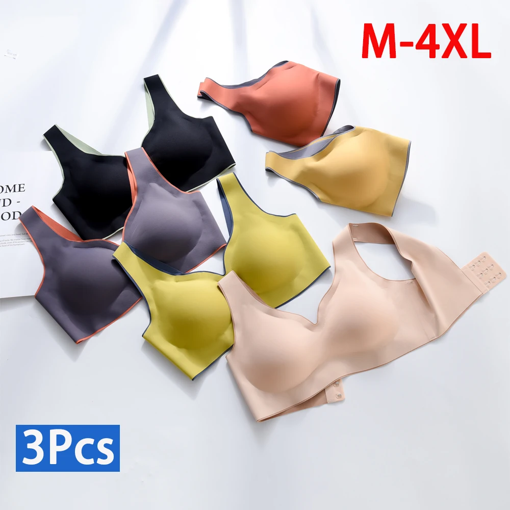 

3pcs Latex Sexy Women Bra Comfortable Vest Seamless Sports Fitness Underwear Bralette Wireless Push Up Lingerie Bras Intimate
