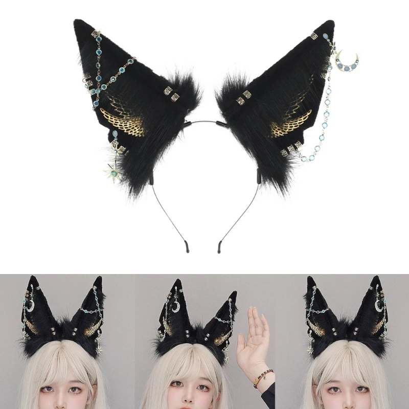 

Anime Character Headband Wolf Ears Shape Hair Hoop Plush Carnivals Party Headpiece Cosplay Party Costume Props Unisex