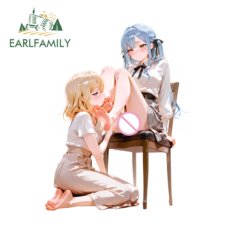 

EARLFAMILY Girl Kiss Feet аниме автомобильная наклейка сексуальная поза униформа JDM DIY устойчивая к царапинам наклейка виниловая автомобильная пленка наклейки на холодильник
