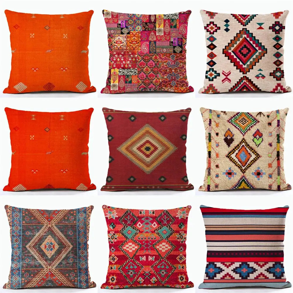 

Vintage Traditional Ethnic Style Pillow Case ;Farmhouse Antique Style Artwork Printed Pillow Case Sofa Car Pillow Cover