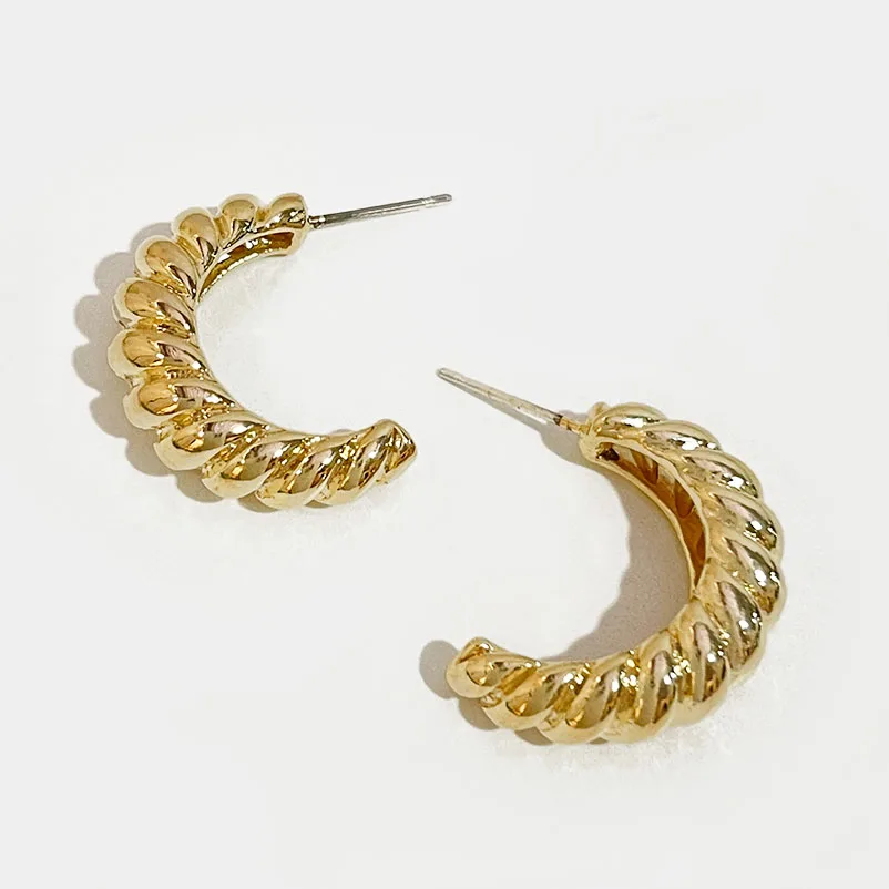 

Peri'sBox Medium Gold/Silver Color Open Twisted Hoop Earrings Pop Minimalist Statement Earrings Hoops for Women Jewelry