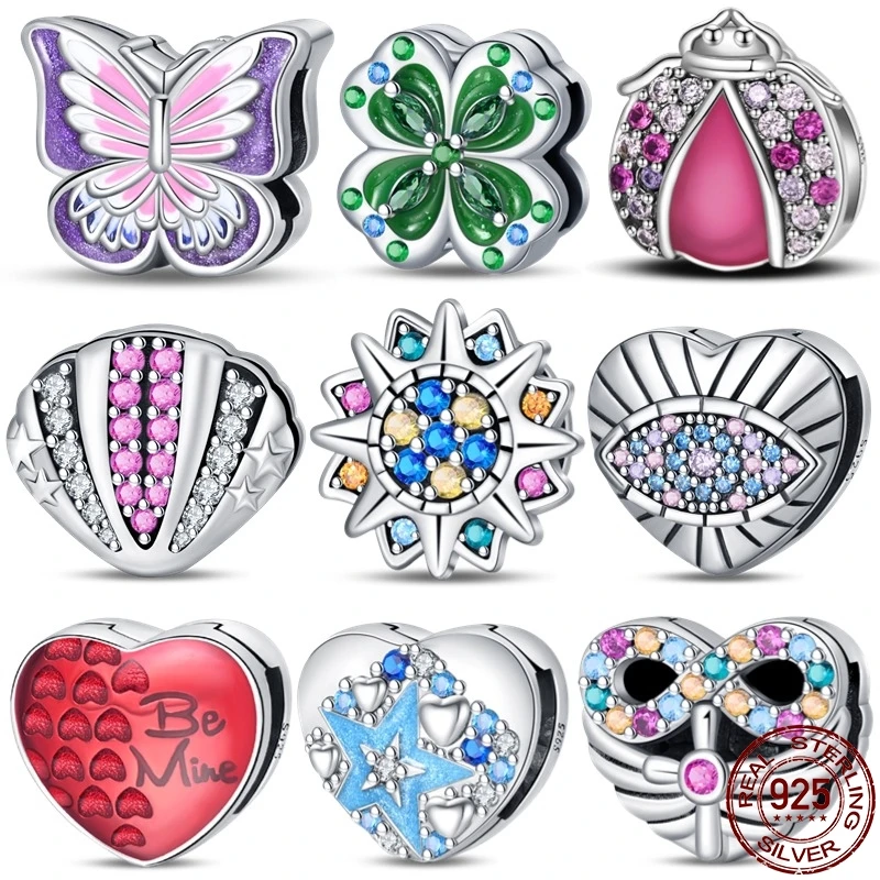 Новый продукт S925 Стерлинговое Серебро четырехлистный клевер серия плоских бусин