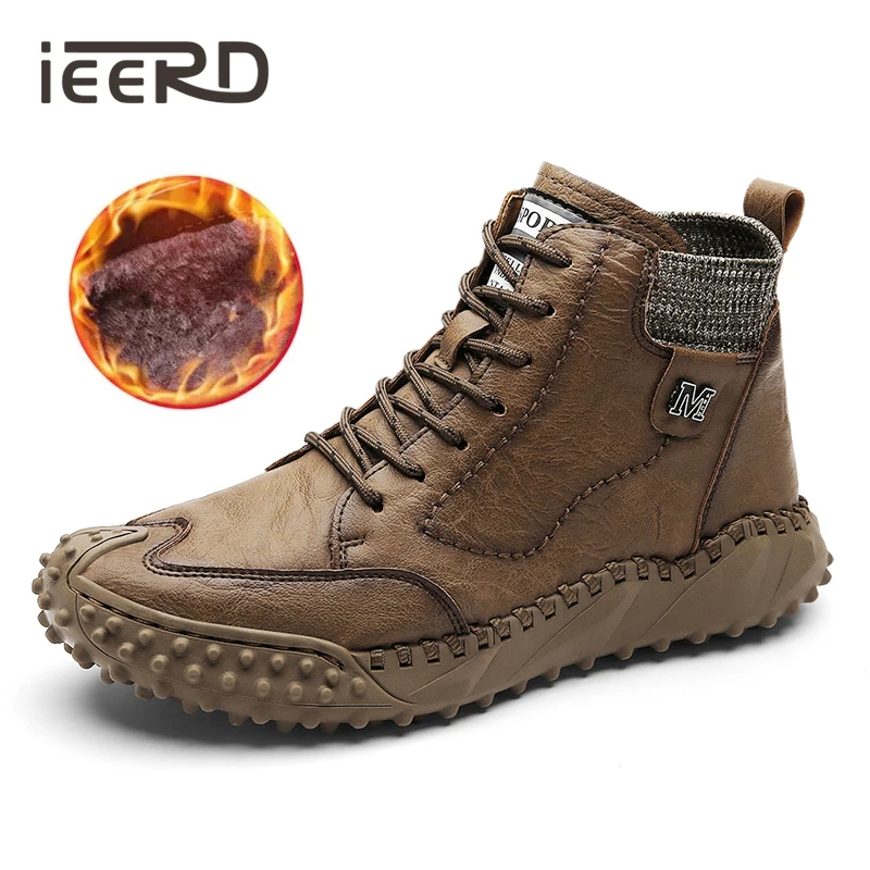 

Warm Split Leather Boots Men Shoes Casual Winter Boots Outdoor Retro Ankle Boots Hot Sale Hombres Botas