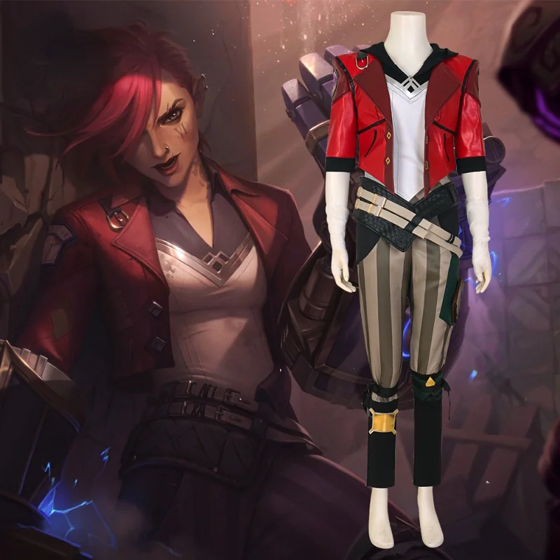 

Костюм для косплея аниме «LOL Vi Acrane», Женский костюм с париком для ролевых игр и вечеринок, костюмы на Хэллоуин