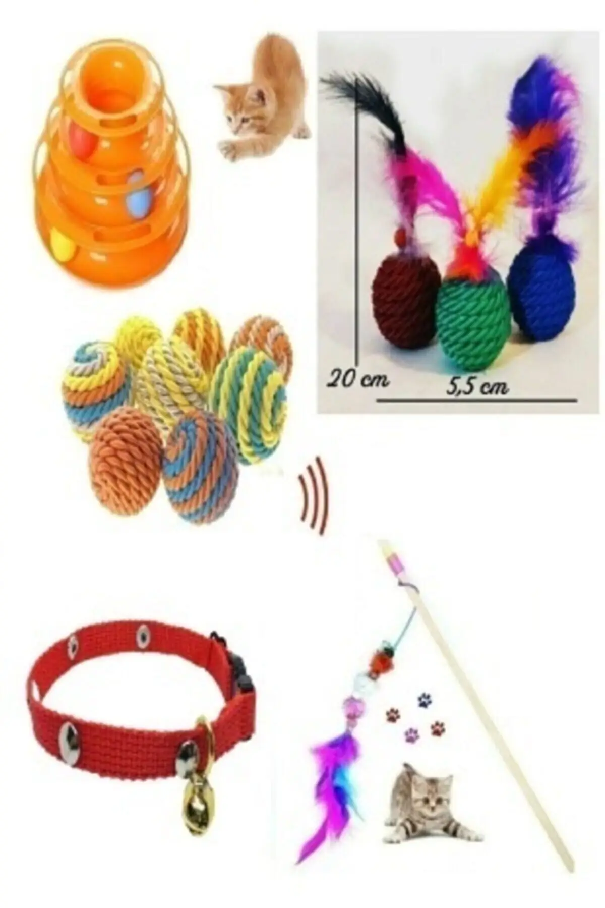 

Игрушки для домашних животных и кошек 5 шт. Набор игрушек для кошек: рыбалка для кошек + поводок для кошек + аудиошар + 3-этажная игрушка + пушис...