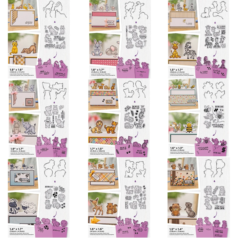 

2022 New Arrival Cute Animal Metal Cut Dies And Clear Stamps For Diy Scrapbook Decorative Paper Cards Photo Album Craft Dies
