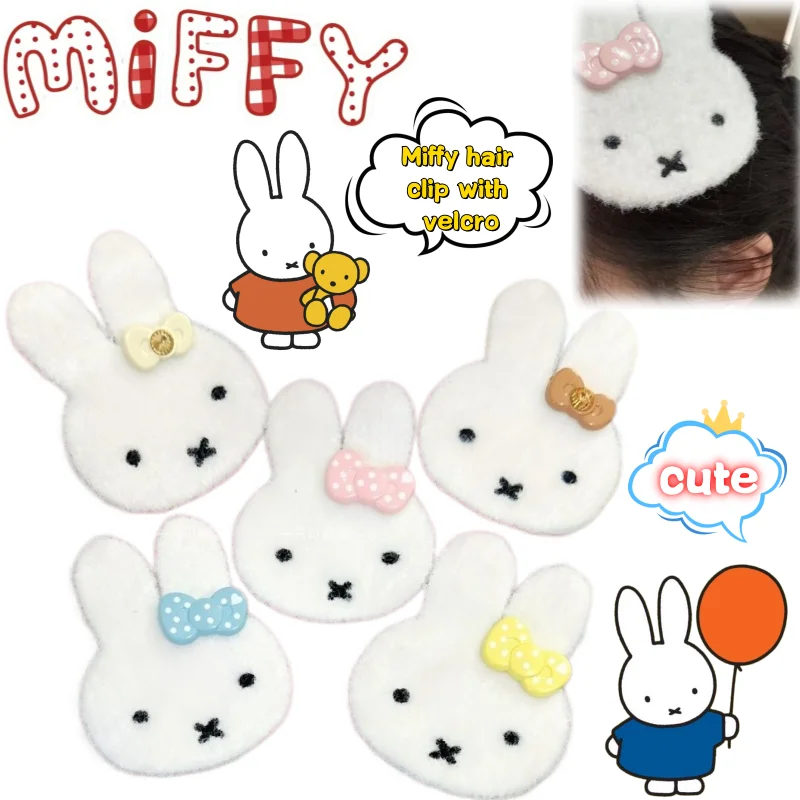 Фото Заколка-липучка Miffy Bow Bangs: яркая, мультяшная, креативная, изысканная, для девочек, милая, нежная, без следов, для укладки непослушных волос №1