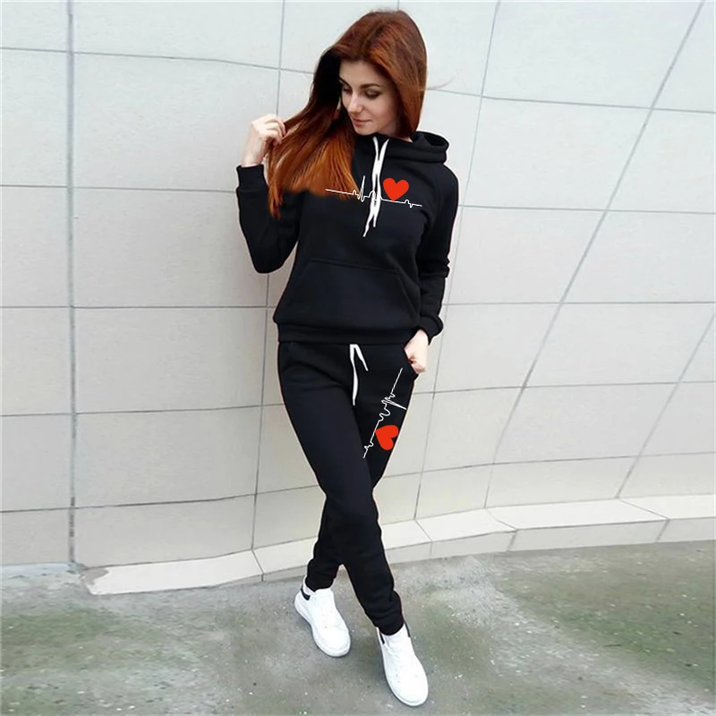 

Women Sportswear Autumn Tracksuit Hoodies Pants Tracksuit Sweatshirt Sweat Suit Gym Running Fitness Plus Size Jogging Set