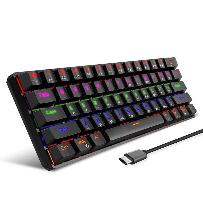 

White Black Compact RGB Mechanical Keyboard USB Wired 2.4G Wireless Bluetooth 5.0 For Laptop PC 60% 61 Keys Office Blue Axis New