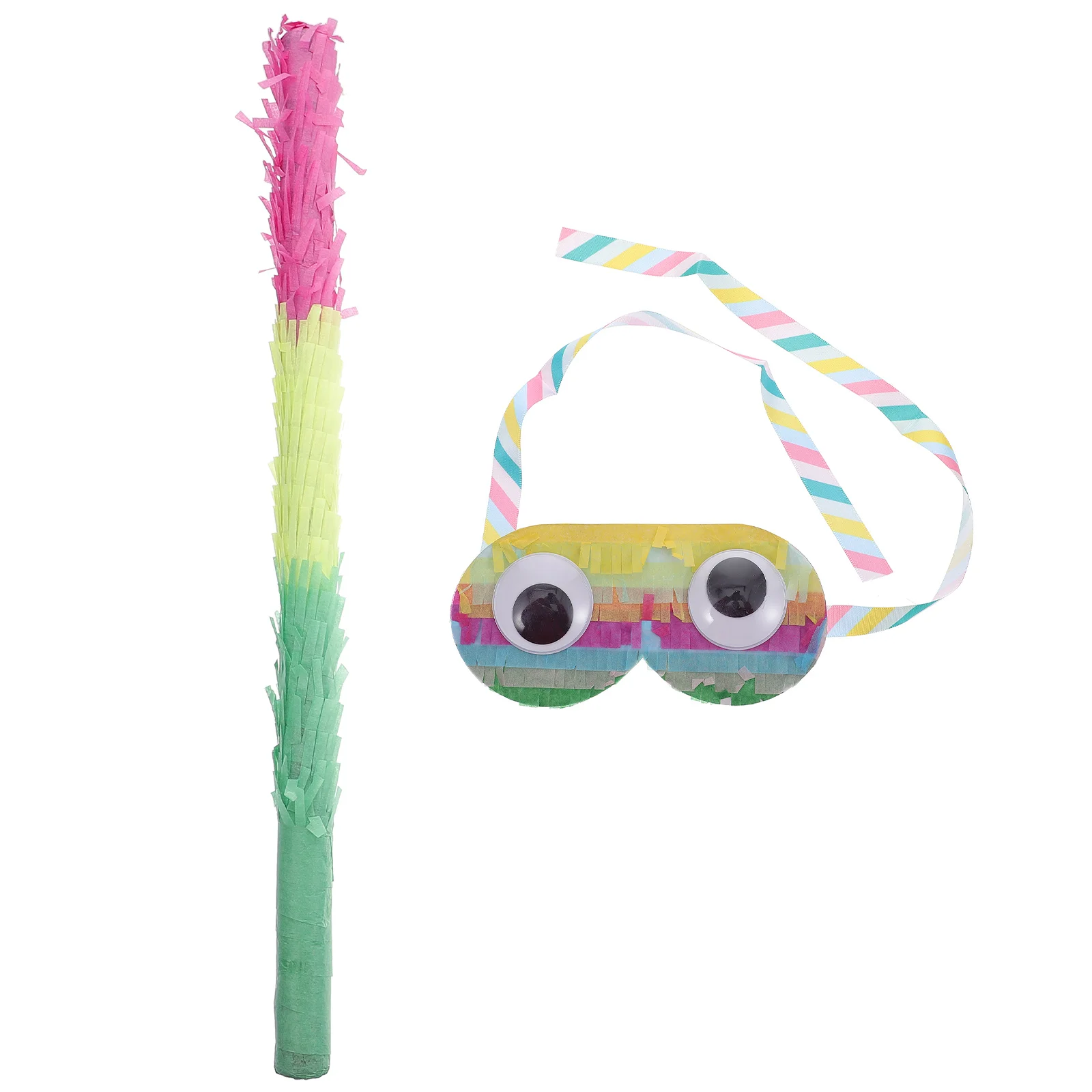 

2 Pcs Pinata Children's Colorful Sticks Birthday Party Halloween Toys Cardboard Candy Kids Paper Multicolored Tools Blindfolds