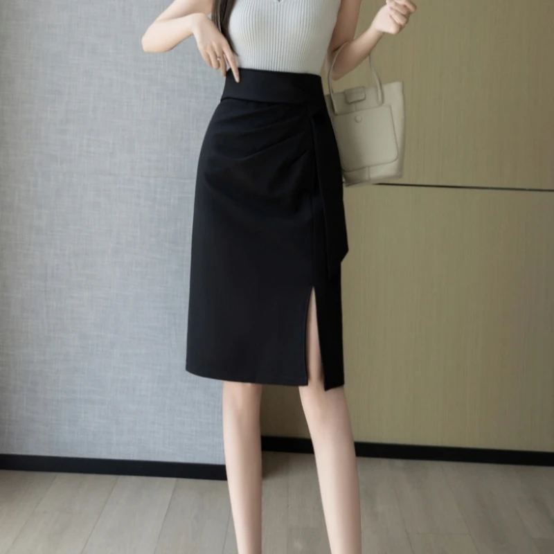Модные новые юбки женские осенние для офиса короткая юбка Женская со складками